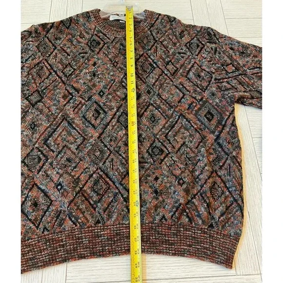 Pronto-Uomo Firenxe men's /unisex XL geometric print‎ rust, blue & black sweater - Picture 5 of 7